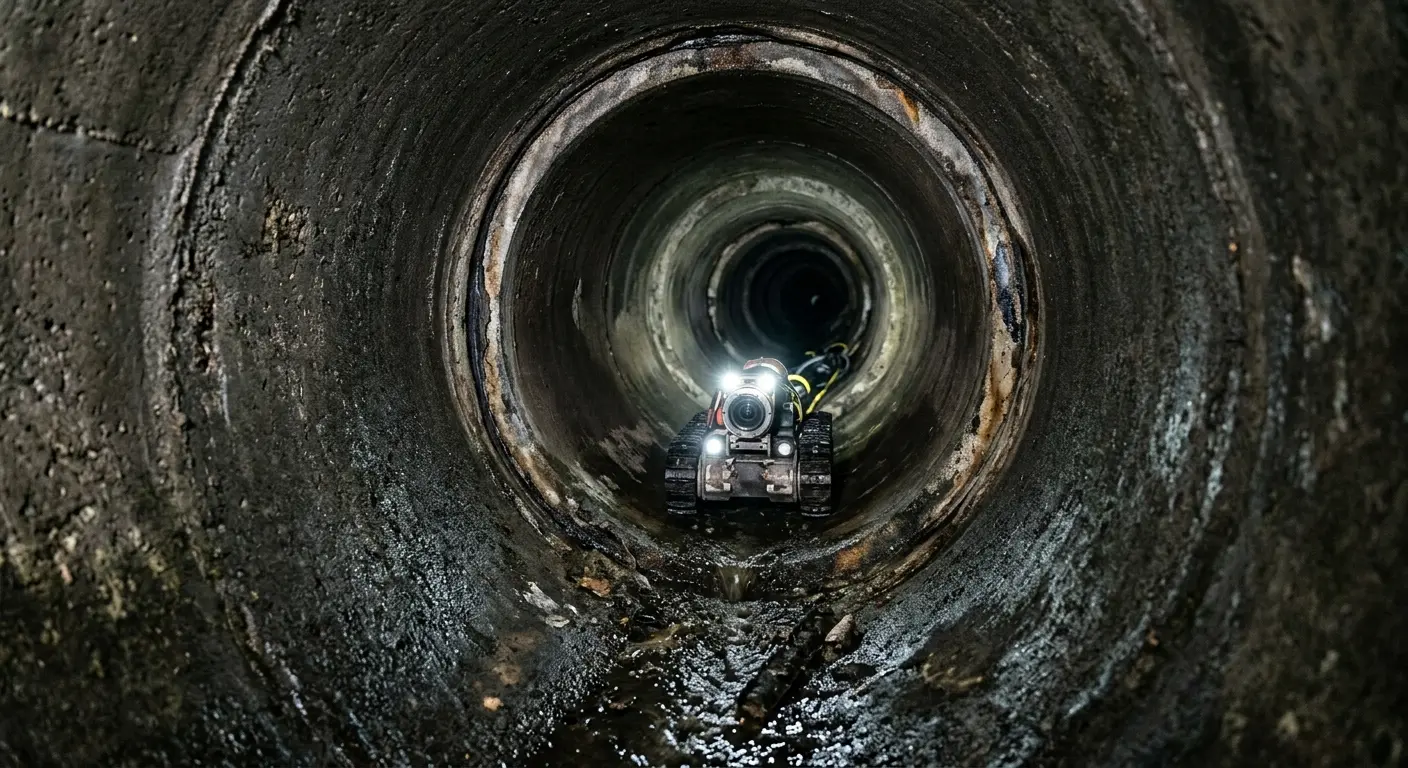 Robotic sewer camera inspecting pipe interior for Sewer Line Repair in Alvin